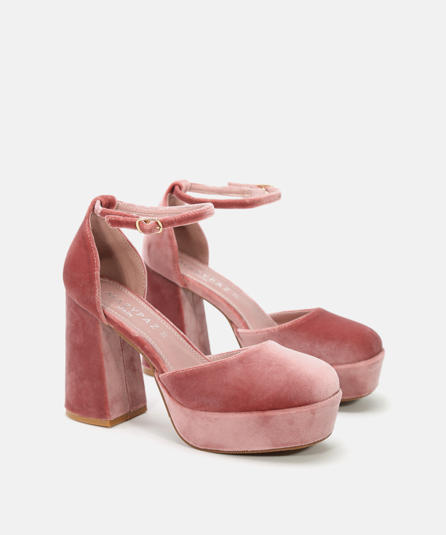 Zapatos plataforma terciopelo pulsera